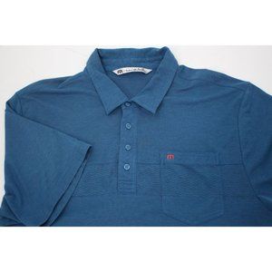 Travis mathew polo shirt Mens XL short sleeve blue pima cotton blend golf